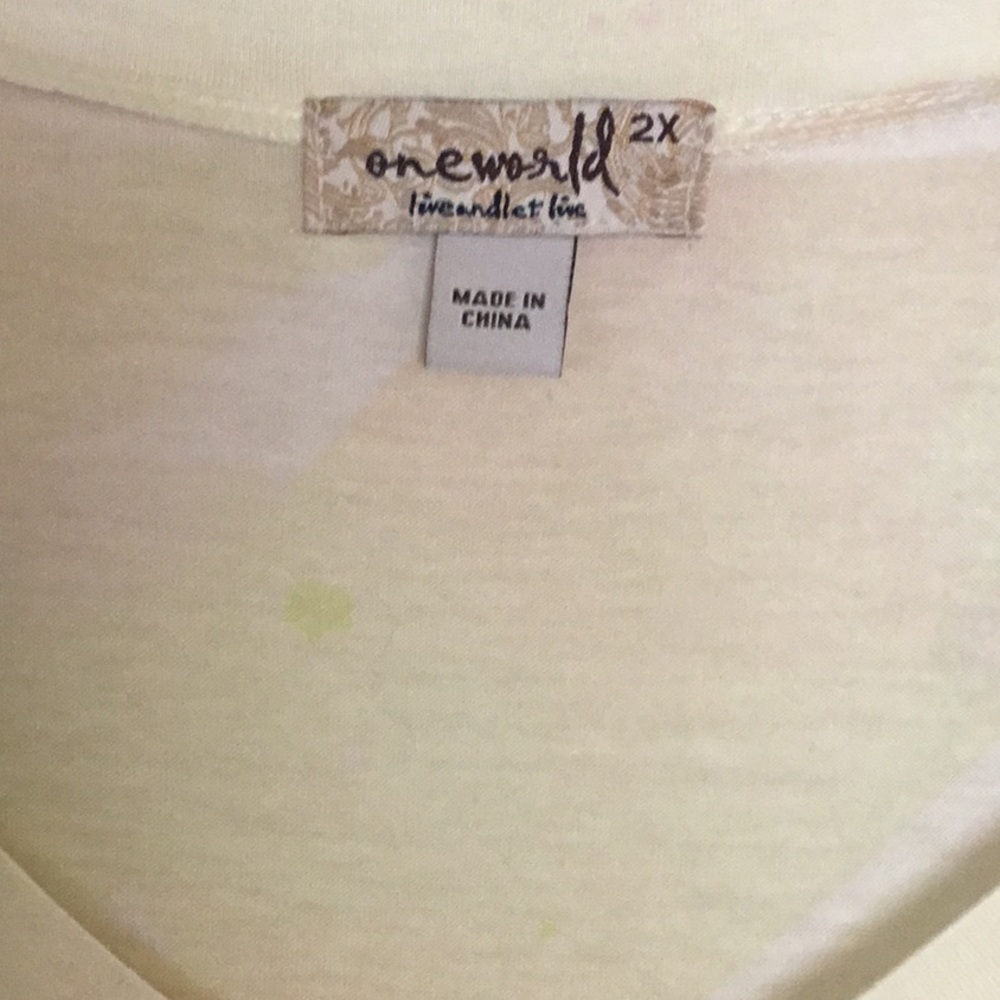 NWOT ONE WORLD Cream DUBAI V-Neck High Low Tunic Top - Picture 4 of 16